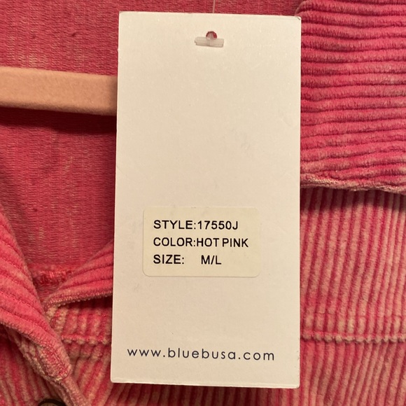 Brand New Blue B Hot Pink Corduroy Cropped Jacket…size M/L - Picture 7 of 7